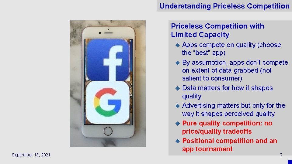 Understanding Priceless Competition with Limited Capacity Apps compete on quality (choose the “best” app)