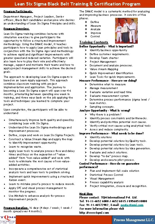 Lean Six Sigma Black Belt Training Certification Program