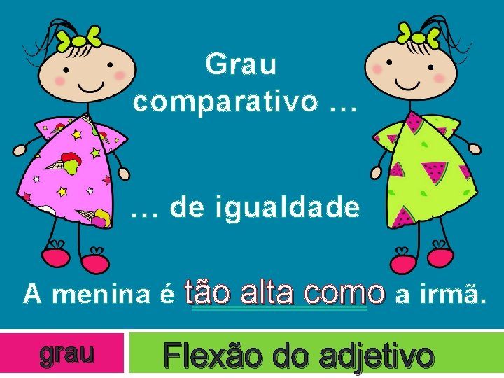 Grau comparativo … … de igualdade A menina é grau tão alta como a