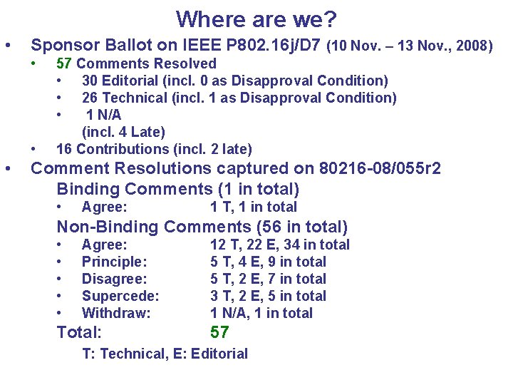 Where are we? • Sponsor Ballot on IEEE P 802. 16 j/D 7 (10