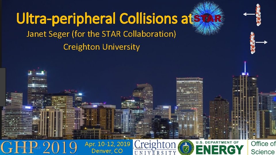 Ultra-peripheral Collisions at Janet Seger (for the STAR Collaboration) Creighton University April 11, 2019