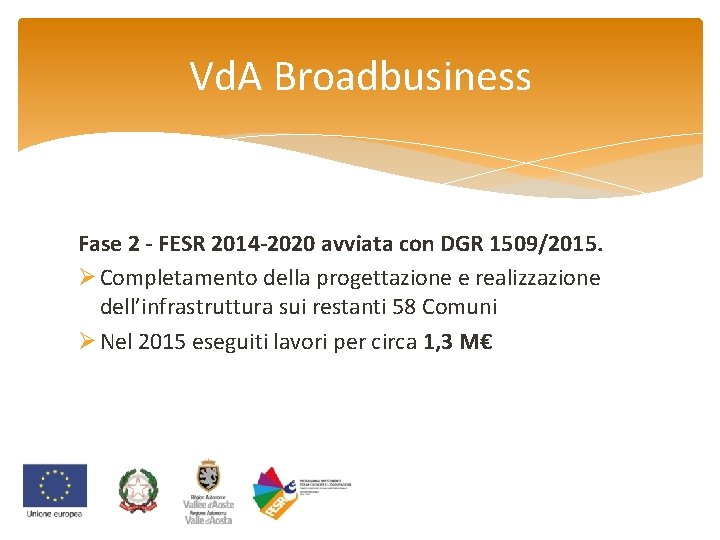 Vd. A Broadbusiness Fase 2 - FESR 2014 -2020 avviata con DGR 1509/2015. Ø