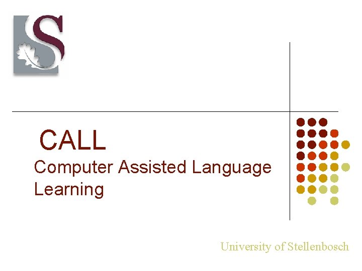 CALL Computer Assisted Language Learning University of Stellenbosch 