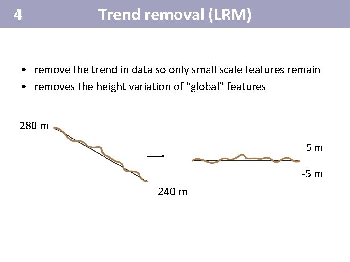 4 Trend removal (LRM) • remove the trend in data so only small scale 4 Trend removal (LRM) • remove the trend in data so only small scale