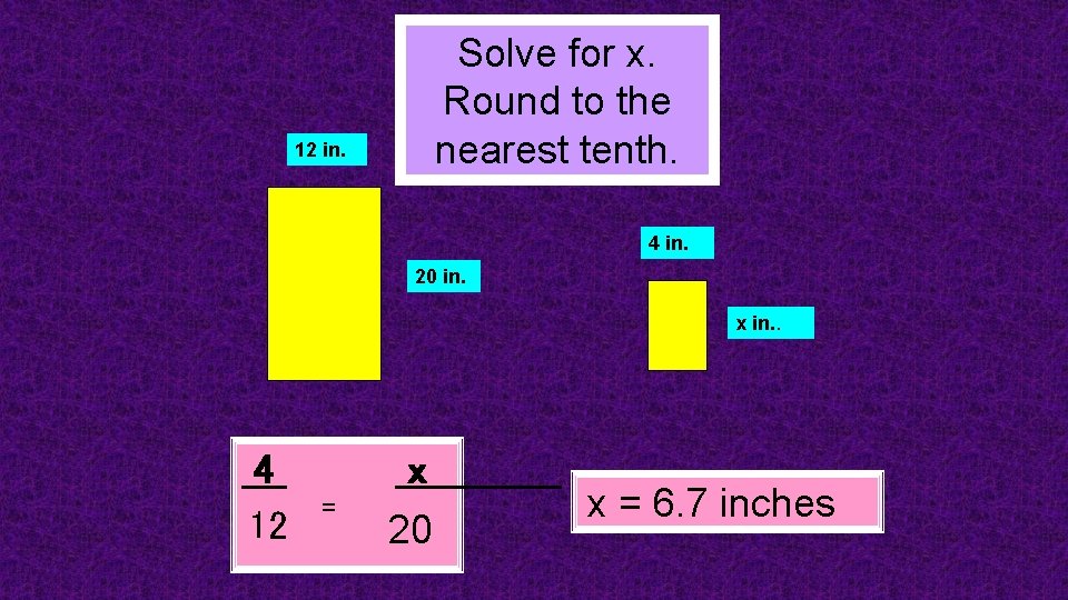 Solve for x. Round to the nearest tenth. 12 in. 4 in. 20 in.