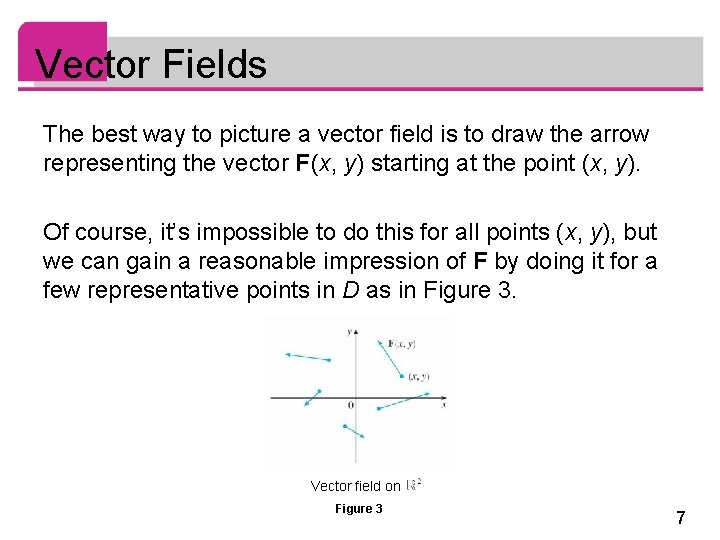 Vector Fields The best way to picture a vector field is to draw the