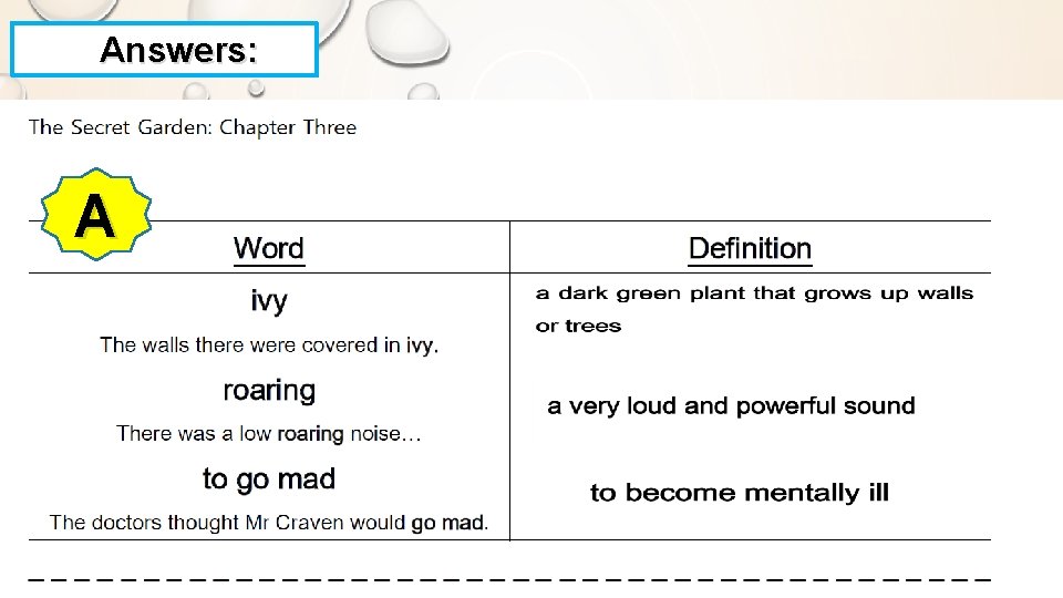 Answers: A Answers: A