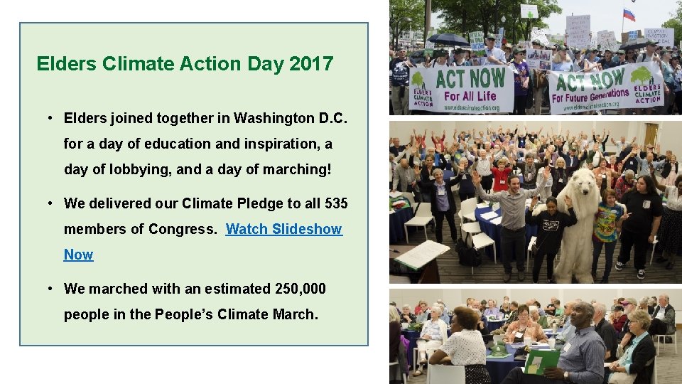 Elders Climate Action Day 2017 • Elders joined together in Washington D. C. for