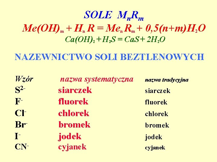 SOLE Mn. Rm Me(OH)m + Hn R = Men Rm + 0, 5(n+m)H 2