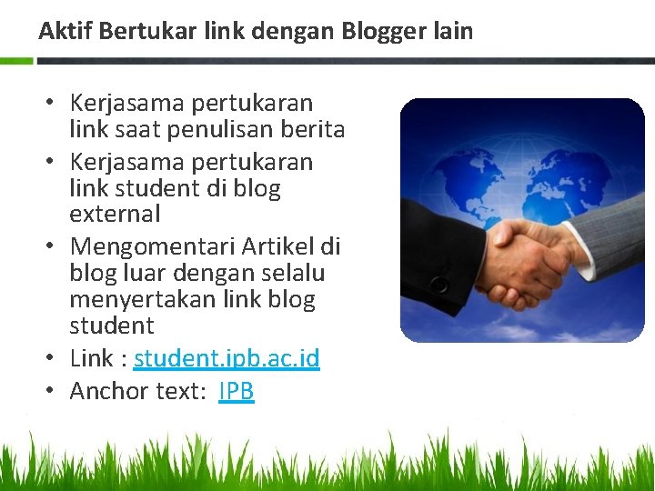 Aktif Bertukar link dengan Blogger lain • Kerjasama pertukaran link saat penulisan berita •