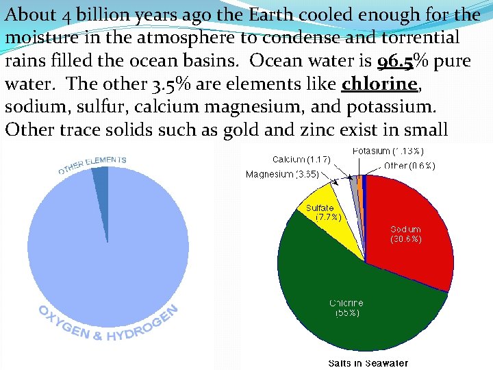 About 4 billion years ago the Earth cooled enough for the moisture in the