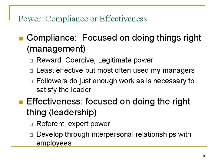 Chapter 12 Leadership Power and Influence 1 Transactional