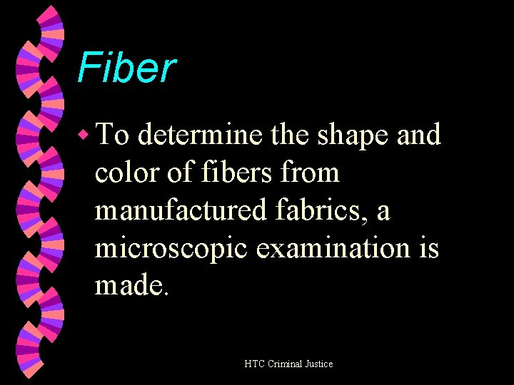 Fiber w To determine the shape and color of fibers from manufactured fabrics, a