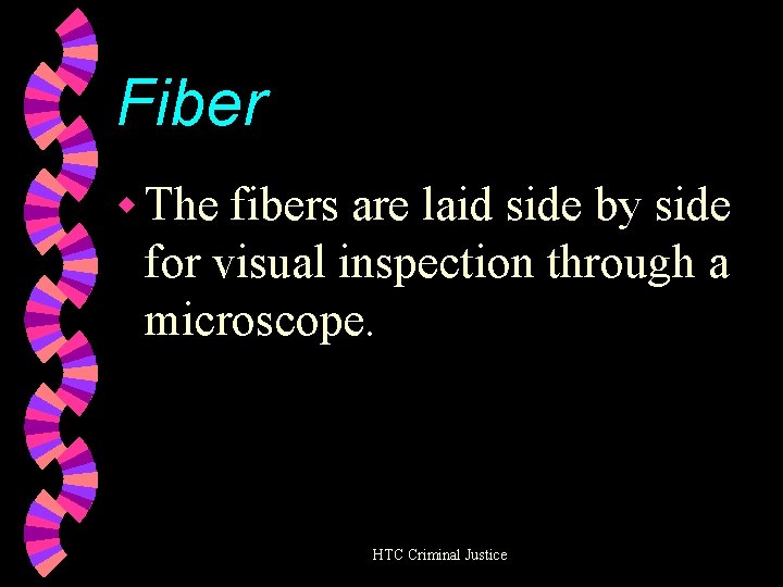 Fiber w The fibers are laid side by side for visual inspection through a