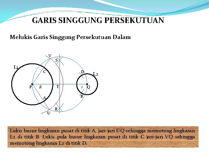 GARIS SINGGUNG PERSEKUTUAN Melukis Garis Singgung Persekutuan Dalam V L 1 S C P