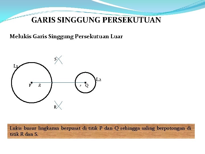 GARIS SINGGUNG PERSEKUTUAN Melukis Garis Singgung Persekutuan Luar S L 1 L 2 P