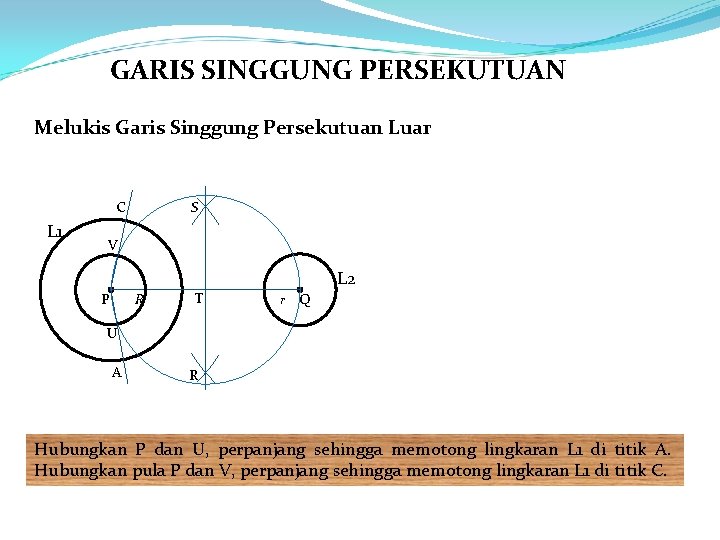 GARIS SINGGUNG PERSEKUTUAN Melukis Garis Singgung Persekutuan Luar C L 1 S V L