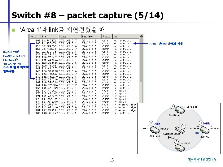 Switch #8 – packet capture (5/14) n ‘Area 1’과 link를 재연결했을 때 ‘Area 1’과