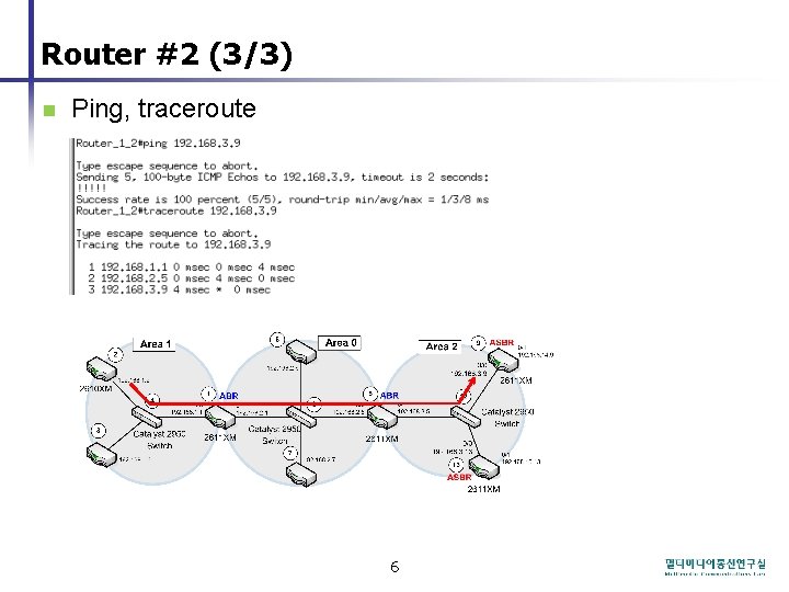 Router #2 (3/3) n Ping, traceroute 6 