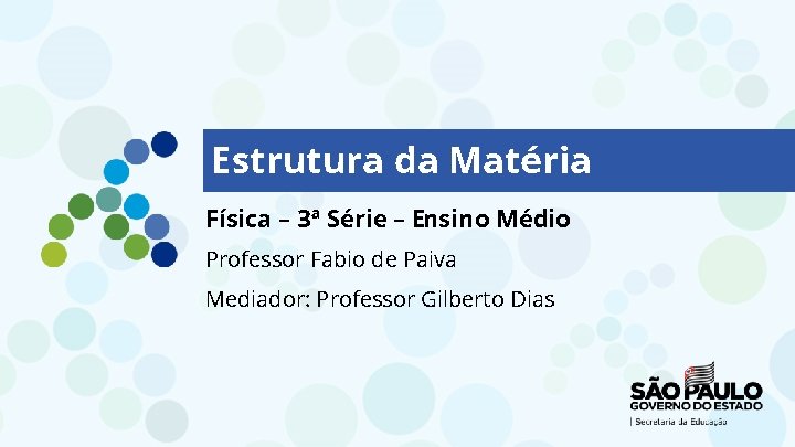 Estrutura da Matéria Física – 3ª Série – Ensino Médio Professor Fabio de Paiva