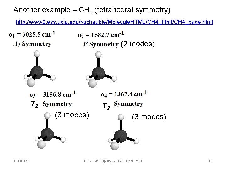 Another example – CH 4 (tetrahedral symmetry) http: //www 2. ess. ucla. edu/~schauble/Molecule. HTML/CH