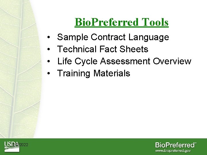 Bio. Preferred Tools • • 2/5/2022 Sample Contract Language Technical Fact Sheets Life Cycle