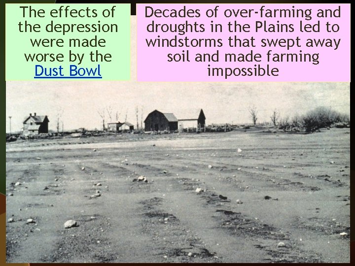 The effects of the depression were made worse by the Dust Bowl Decades of