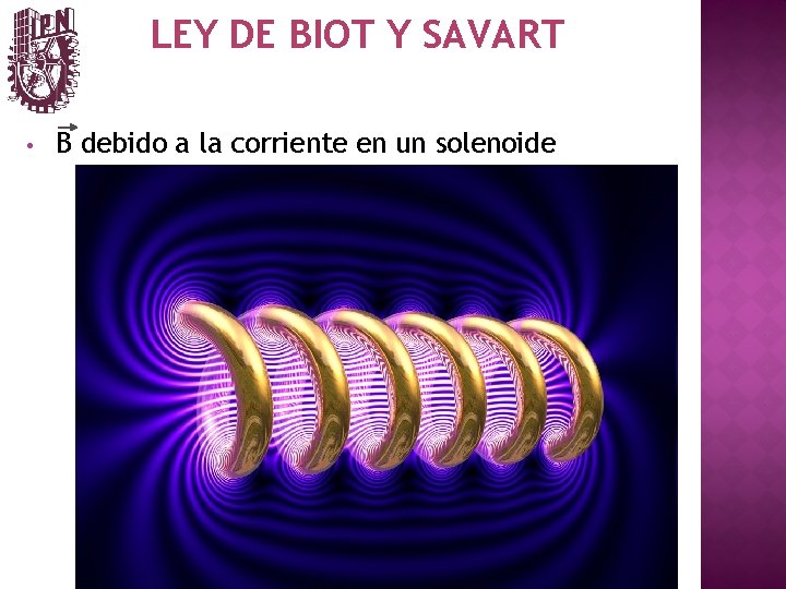 LEY DE BIOT Y SAVART • B debido a la corriente en un solenoide