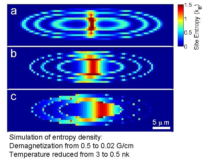Simulation of entropy density: Demagnetization from 0. 5 to 0. 02 G/cm Temperature reduced
