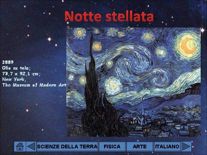 Notte stellata 1889 Olio su tela; 73, 7 x 92, 1 cm; New York,