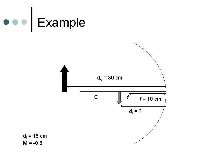 Example do = 30 cm C f f = 10 cm di = ?