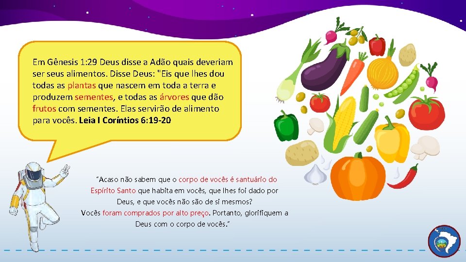 Em Gênesis 1: 29 Deus disse a Adão quais deveriam ser seus alimentos. Disse