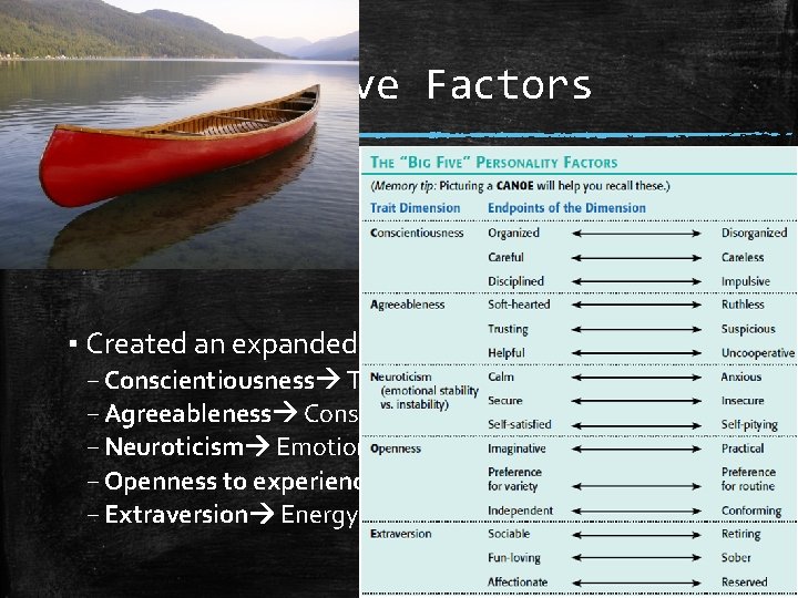 The Big Five Factors ▪ Todays trait research believed the Eysenck Personality Questionnaire do