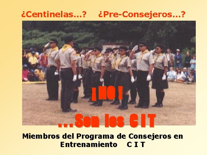 ¿Centinelas. . . ? ¿Pre-Consejeros. . . ? ¡ NO !. . . Son