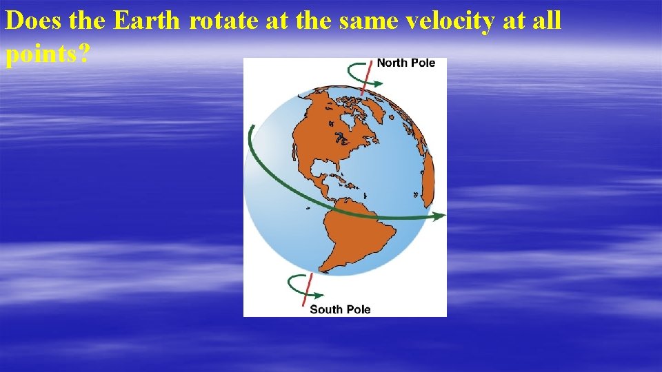 Does the Earth rotate at the same velocity at all points? 