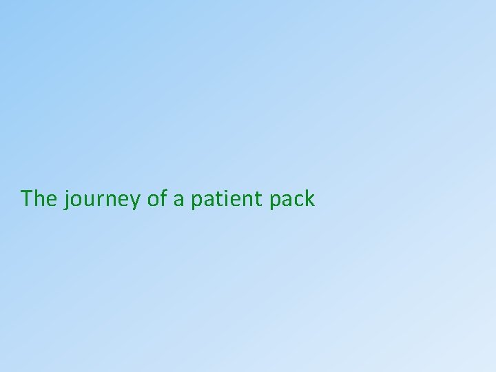 The journey of a patient pack 
