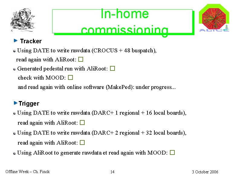 In-home commissioning Tracker Using DATE to write rawdata (CROCUS + 48 buspatch), read again