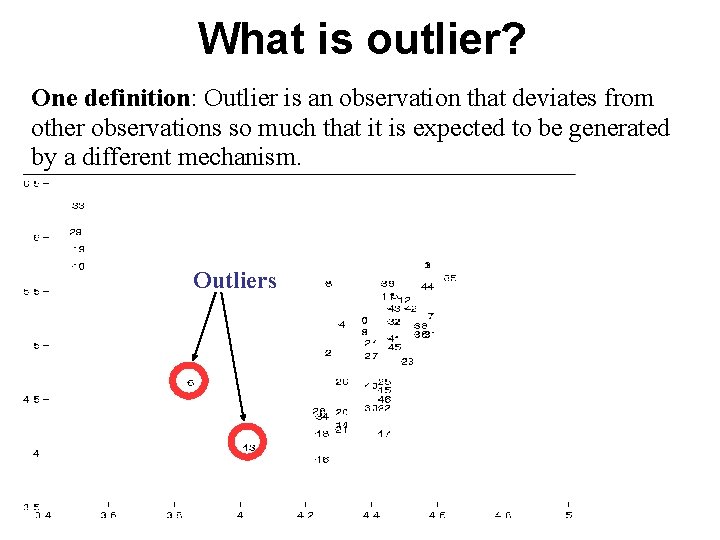 What is outlier? One definition: Outlier is an observation that deviates from other observations