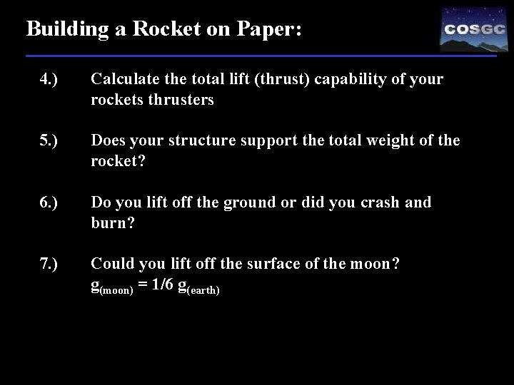 Building a Rocket on Paper: 4. ) Calculate the total lift (thrust) capability of
