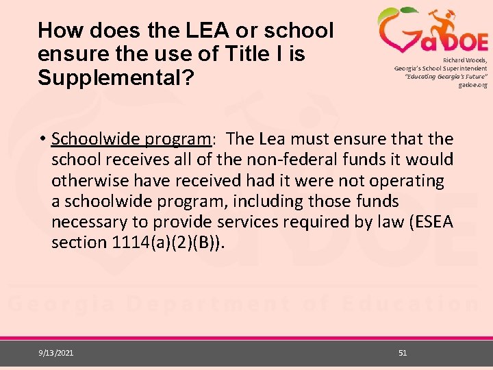 How does the LEA or school ensure the use of Title l is Supplemental?