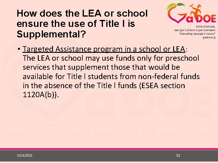 How does the LEA or school ensure the use of Title l is Supplemental?