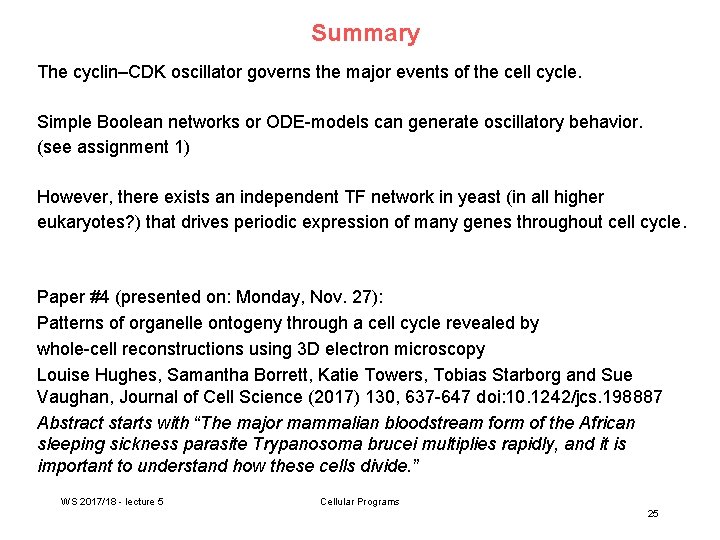Summary The cyclin–CDK oscillator governs the major events of the cell cycle. Simple Boolean