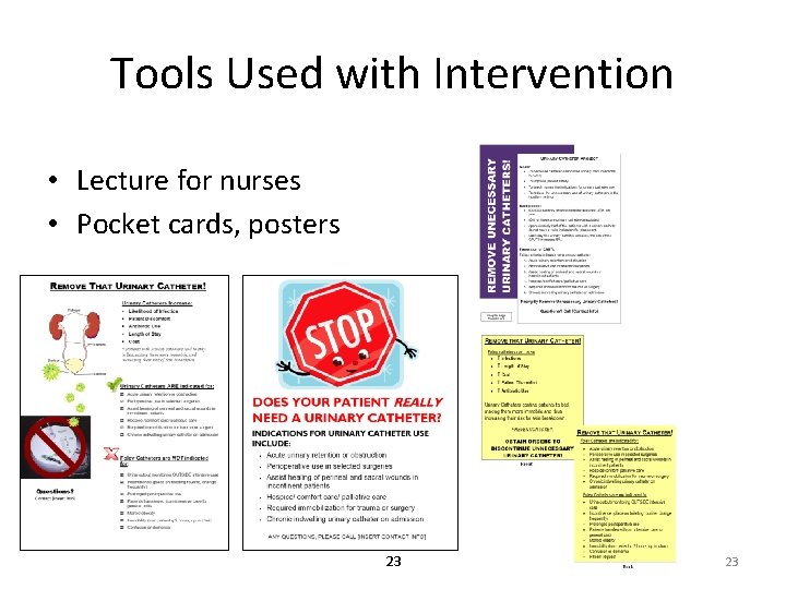 Tools Used with Intervention • Lecture for nurses • Pocket cards, posters 23 23