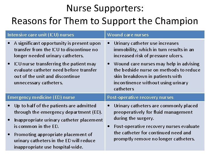 Nurse Supporters: Reasons for Them to Support the Champion Intensive care unit (ICU) nurses