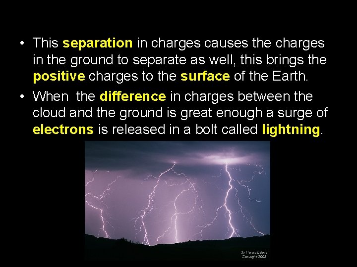  • This separation in charges causes the charges in the ground to separate