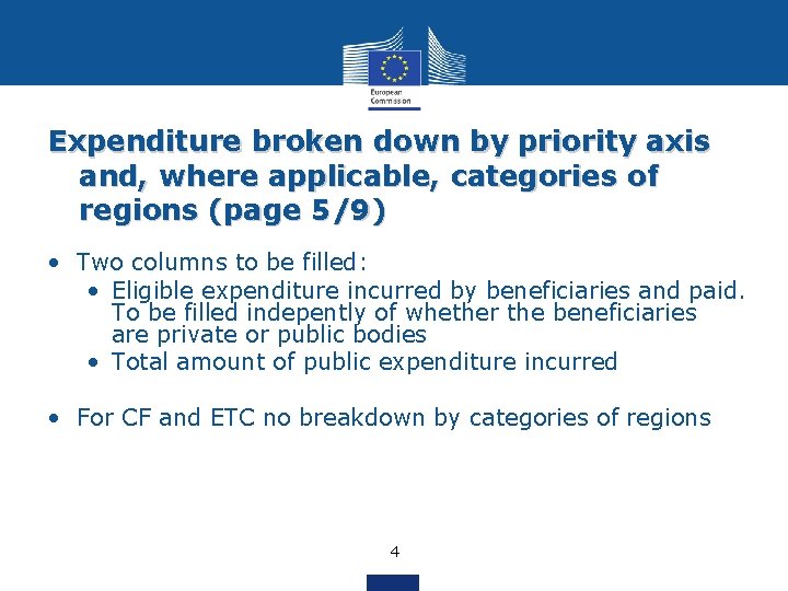 Expenditure broken down by priority axis and, where applicable, categories of regions (page 5/9)