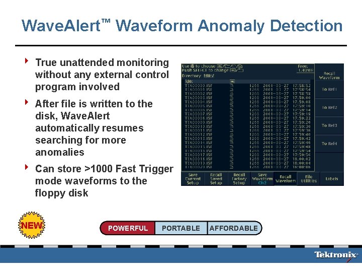 Wave. Alert™ Waveform Anomaly Detection 4 True unattended monitoring without any external control program