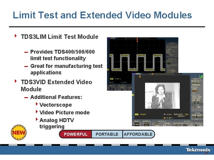 Limit Test and Extended Video Modules 4 TDS 3 LIM Limit Test Module 0