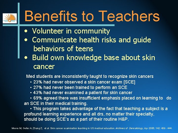 Benefits to Teachers. • Volunteer in community • Communicate health risks and guide behaviors