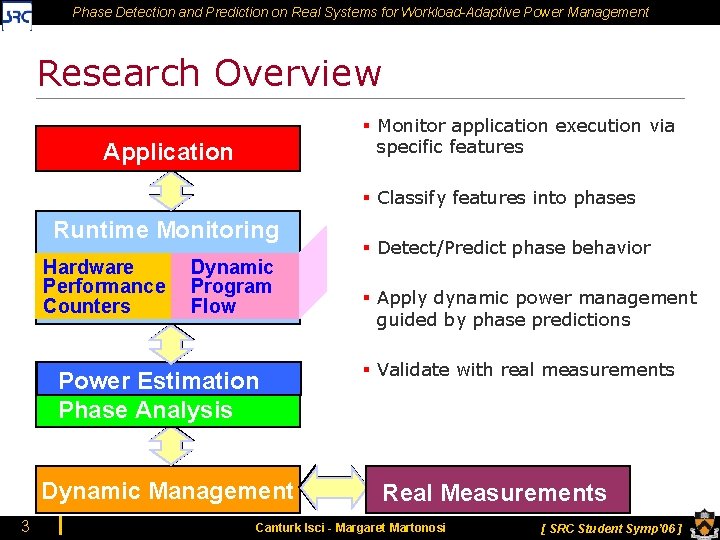 Phase Detection and Prediction on Real Systems for Workload-Adaptive Power Management Research Overview §